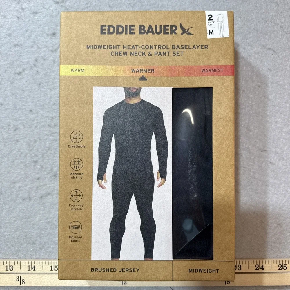 2-Piece Set Eddie Bauer Heavyweight Base Layer Crew Pant  Mens‎ Med